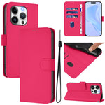 Ốp điện thoại da màu trơn cảm giác da với dây đeo, dành cho iPhone 14 / 13, iPhone 14 Pro