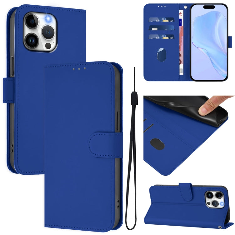 Skin Feel Solid Color Leather Phone Case with Lanyard, For iPhone 14 Pro Max, For iPhone SE 2022 / 2020