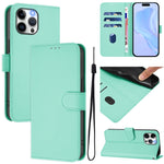 Skin Feel Solid Color Leather Phone Case with Lanyard, For iPhone 13 Pro Max, For iPhone 13 Pro