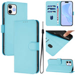 Skin Feel Solid Color Leather Phone Case with Lanyard, For iPhone 13 mini, For iPhone 12 / 12 Pro