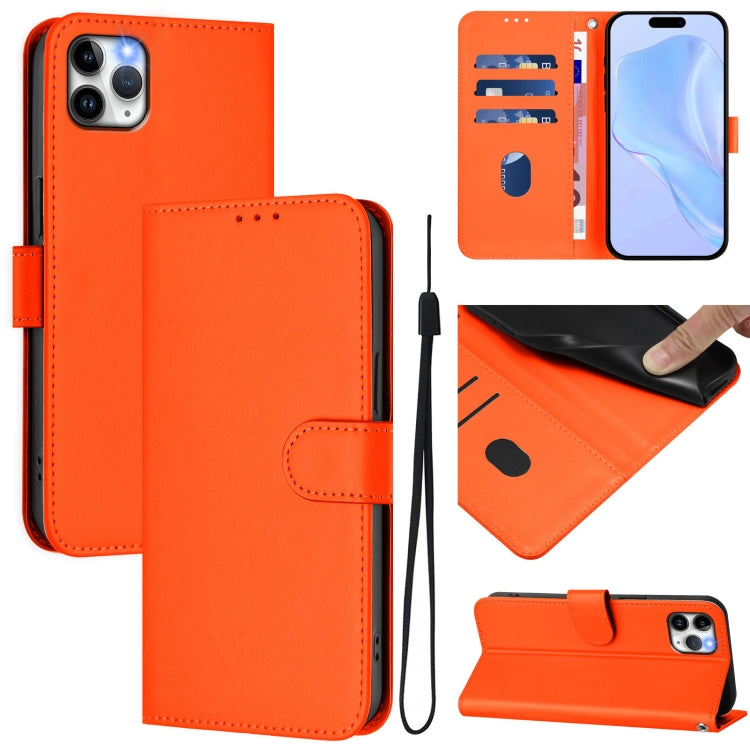 Skin Feel Solid Color Leather Phone Case with Lanyard, For iPhone 11 Pro Max, For iPhone 11