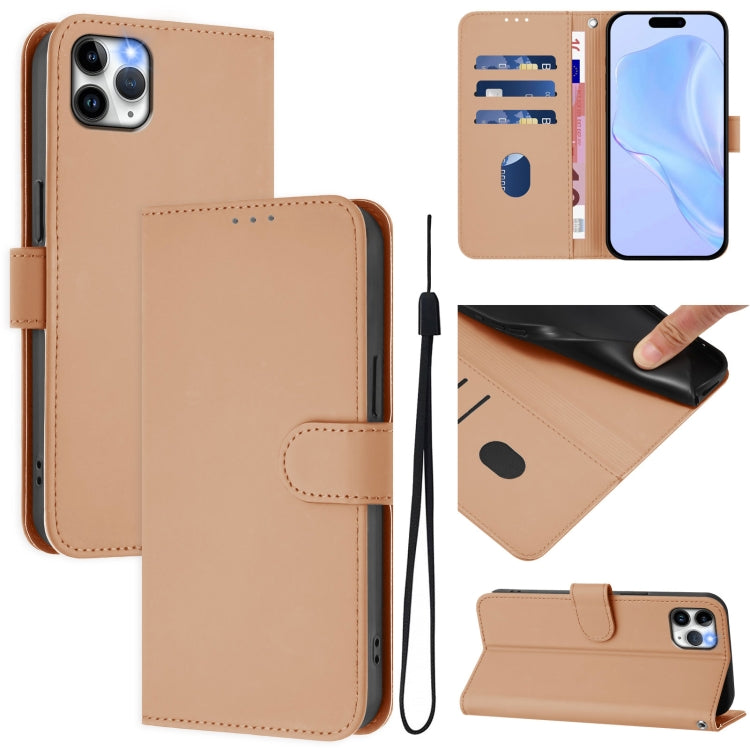 Skin Feel Solid Color Leather Phone Case with Lanyard, For iPhone 11 Pro Max, For iPhone 11