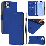 Skin Feel Solid Color Leather Phone Case with Lanyard, For iPhone 11 Pro Max, For iPhone 11