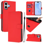 Ốp lưng điện thoại da màu trơn cảm giác da kèm dây đeo, dành cho iPhone 17 Pro, iPhone 17
