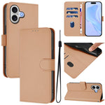 Ốp lưng điện thoại da màu trơn cảm giác da kèm dây đeo, dành cho iPhone 17 Pro, iPhone 17
