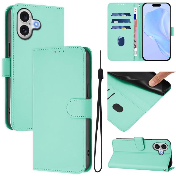 Ốp lưng điện thoại da màu trơn cảm giác da kèm dây đeo, dành cho iPhone 17 Pro, iPhone 17