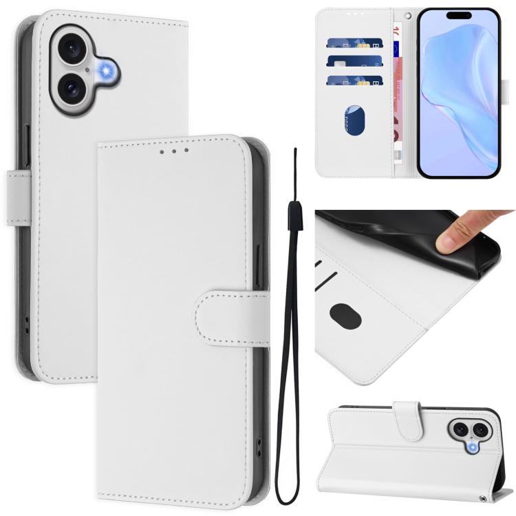 Ốp lưng điện thoại da màu trơn cảm giác da kèm dây đeo, dành cho iPhone 17 Pro, iPhone 17