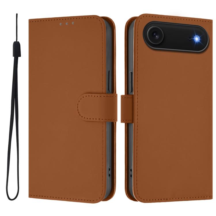 Ốp lưng điện thoại da màu trơn cảm giác da kèm dây đeo, dành cho iPhone Air, iPhone 16 Pro Max