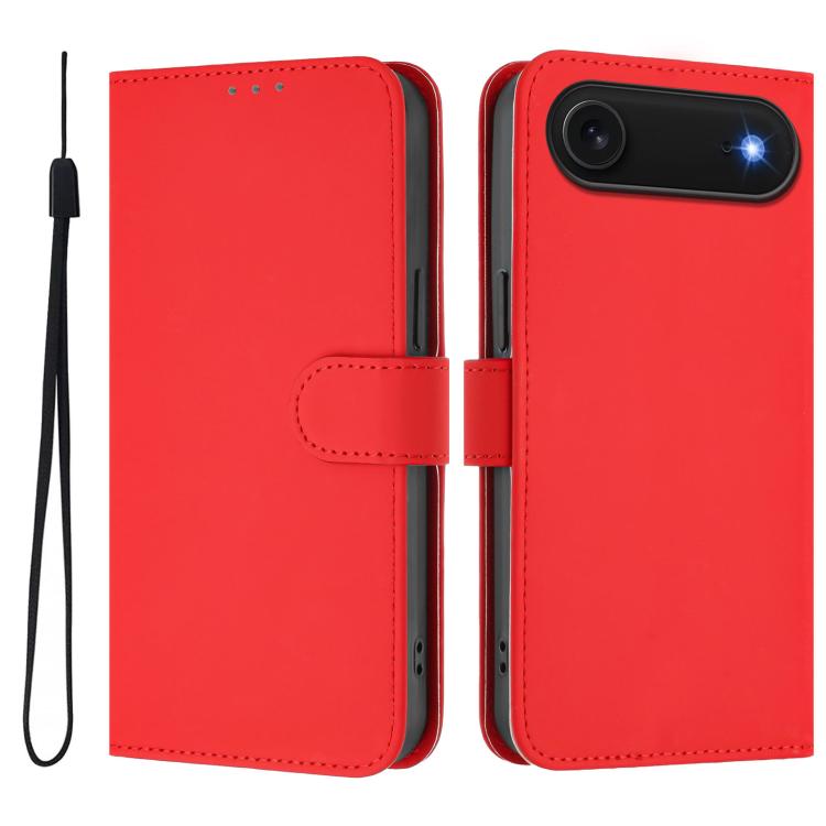 Ốp lưng điện thoại da màu trơn cảm giác da kèm dây đeo, dành cho iPhone Air, iPhone 16 Pro Max