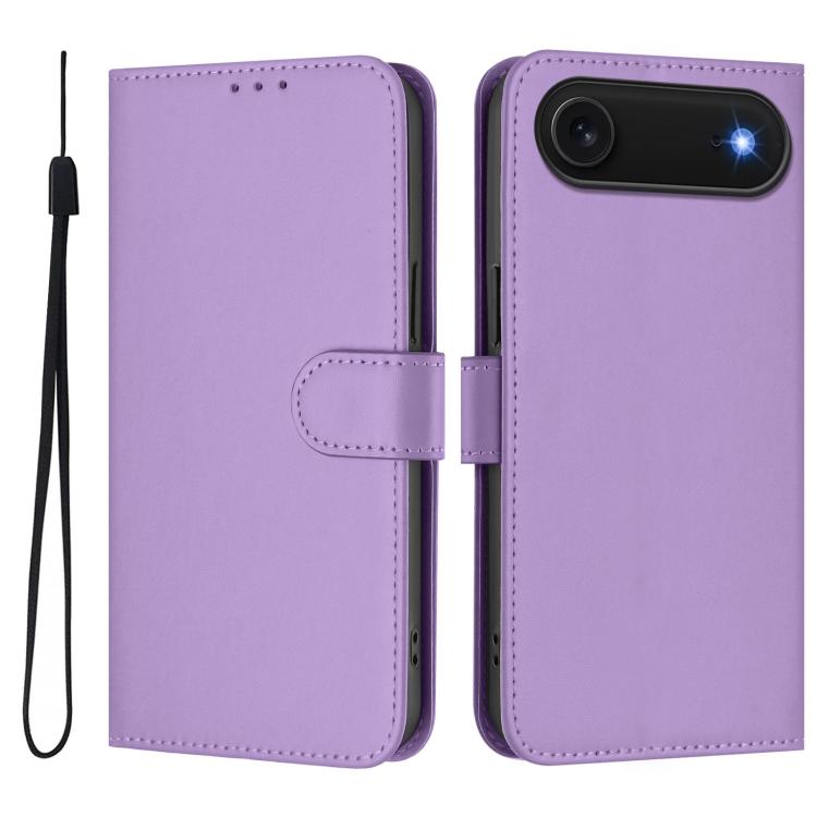 Ốp lưng điện thoại da màu trơn cảm giác da kèm dây đeo, dành cho iPhone Air, iPhone 16 Pro Max