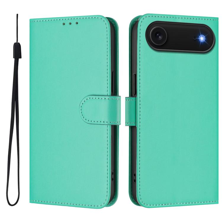 Ốp lưng điện thoại da màu trơn cảm giác da kèm dây đeo, dành cho iPhone Air, iPhone 16 Pro Max
