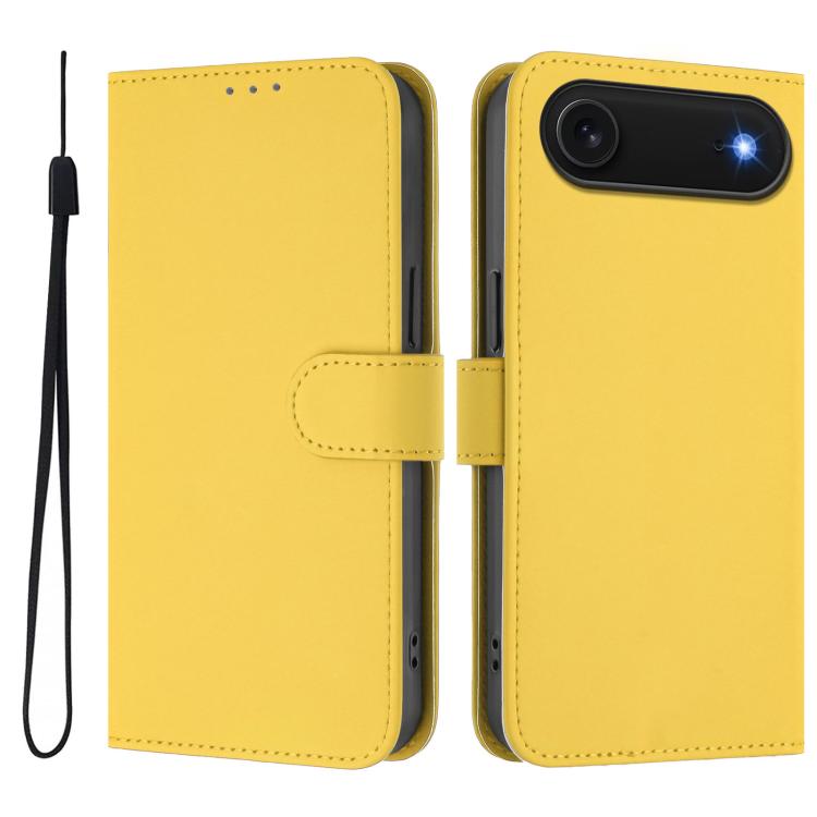 Ốp lưng điện thoại da màu trơn cảm giác da kèm dây đeo, dành cho iPhone Air, iPhone 16 Pro Max