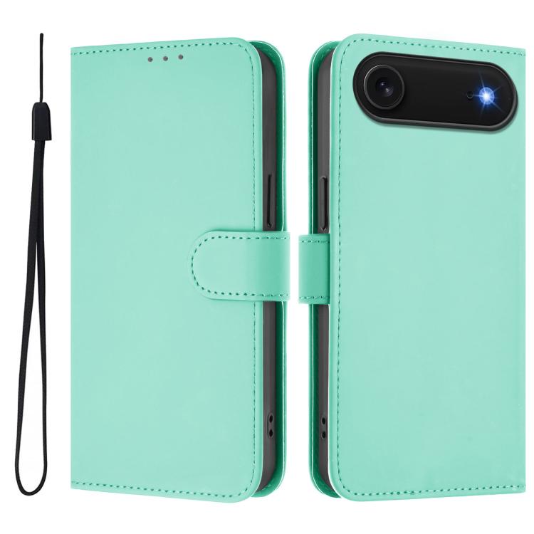 Ốp lưng điện thoại da màu trơn cảm giác da kèm dây đeo, dành cho iPhone Air, iPhone 16 Pro Max