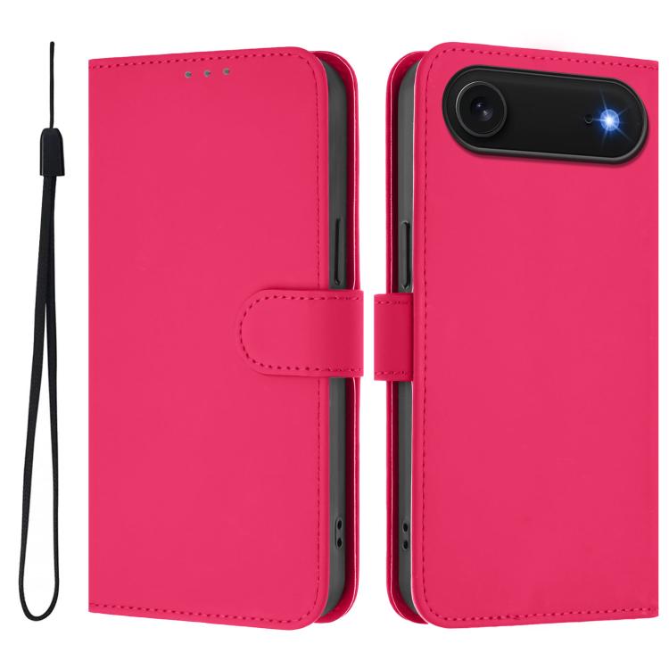 Ốp lưng điện thoại da màu trơn cảm giác da kèm dây đeo, dành cho iPhone Air, iPhone 16 Pro Max