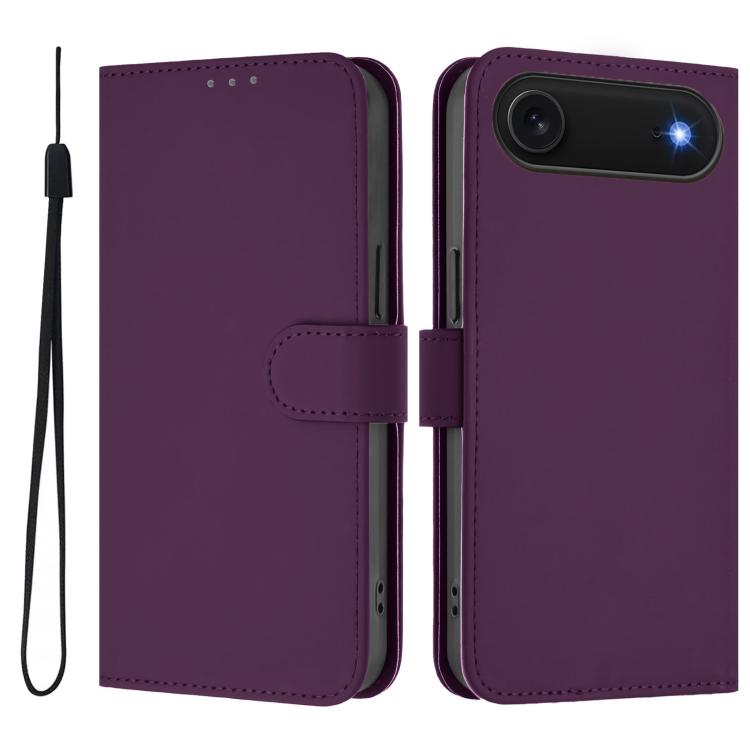 Ốp lưng điện thoại da màu trơn cảm giác da kèm dây đeo, dành cho iPhone Air, iPhone 16 Pro Max
