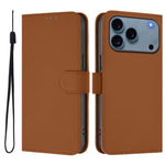 Ốp lưng điện thoại da màu trơn cảm giác da kèm dây đeo, dành cho iPhone 17e / 16e, iPhone 17 Pro Max