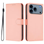 Ốp lưng điện thoại da màu trơn cảm giác da kèm dây đeo, dành cho iPhone 17e / 16e, iPhone 17 Pro Max
