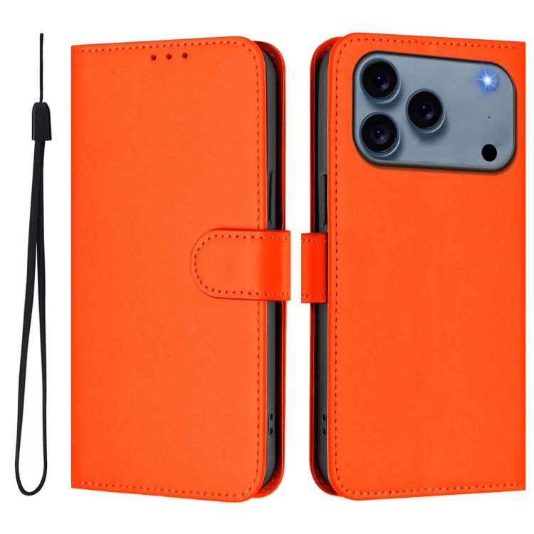 Ốp lưng điện thoại da màu trơn cảm giác da kèm dây đeo, dành cho iPhone 17e / 16e, iPhone 17 Pro Max