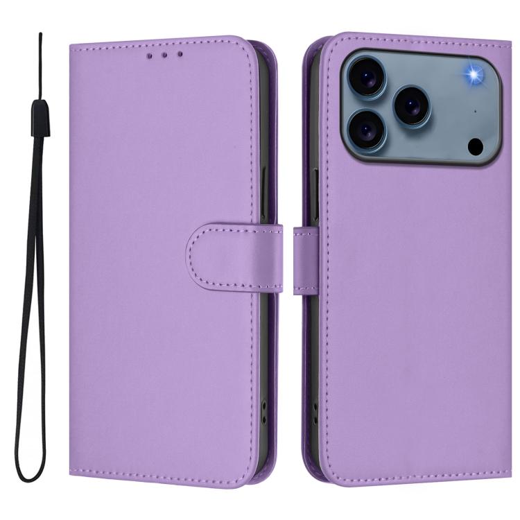 Ốp lưng điện thoại da màu trơn cảm giác da kèm dây đeo, dành cho iPhone 17e / 16e, iPhone 17 Pro Max