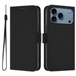 Ốp lưng điện thoại da màu trơn cảm giác da kèm dây đeo, dành cho iPhone 17e / 16e, iPhone 17 Pro Max