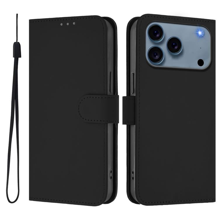 Ốp lưng điện thoại da màu trơn cảm giác da kèm dây đeo, dành cho iPhone 17e / 16e, iPhone 17 Pro Max