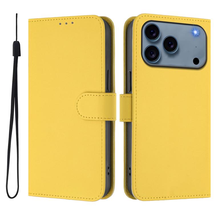 Ốp lưng điện thoại da màu trơn cảm giác da kèm dây đeo, dành cho iPhone 17e / 16e, iPhone 17 Pro Max