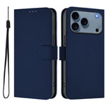Ốp lưng điện thoại da màu trơn cảm giác da kèm dây đeo, dành cho iPhone 17e / 16e, iPhone 17 Pro Max