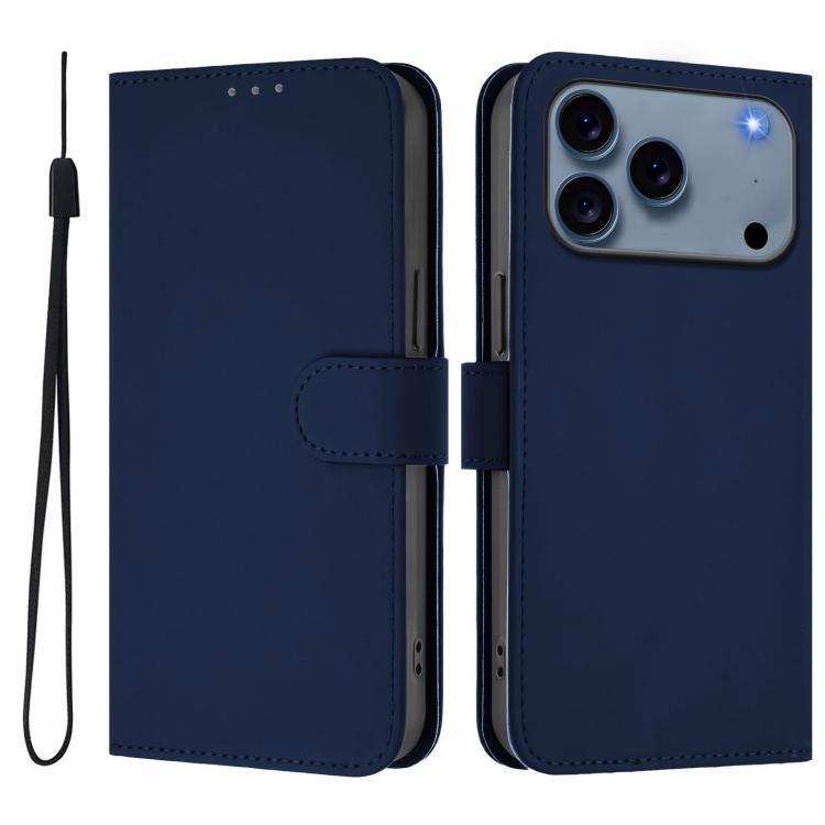 Ốp lưng điện thoại da màu trơn cảm giác da kèm dây đeo, dành cho iPhone 17e / 16e, iPhone 17 Pro Max