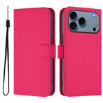 Ốp lưng điện thoại da màu trơn cảm giác da kèm dây đeo, dành cho iPhone 17e / 16e, iPhone 17 Pro Max