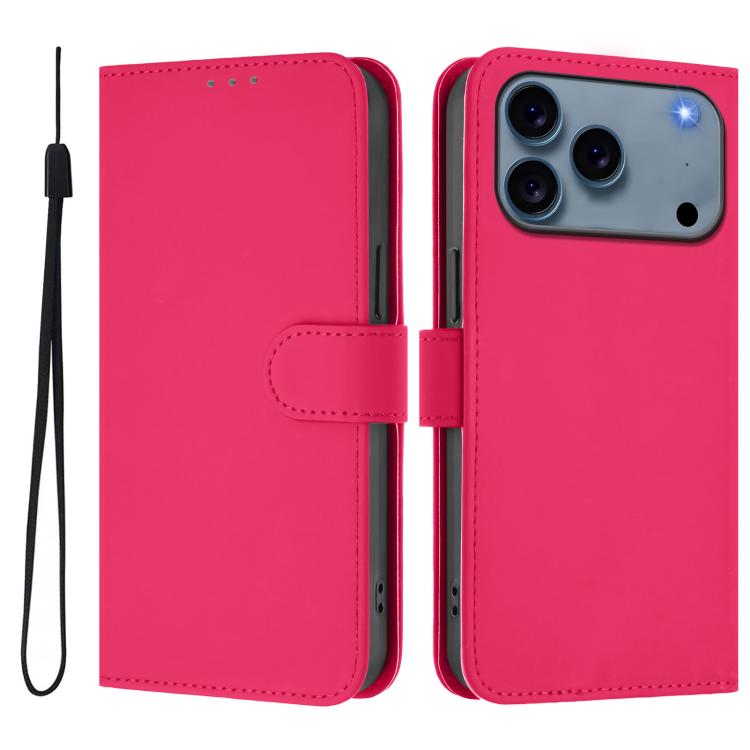Ốp lưng điện thoại da màu trơn cảm giác da kèm dây đeo, dành cho iPhone 17e / 16e, iPhone 17 Pro Max