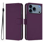 Ốp lưng điện thoại da màu trơn cảm giác da kèm dây đeo, dành cho iPhone 17e / 16e, iPhone 17 Pro Max