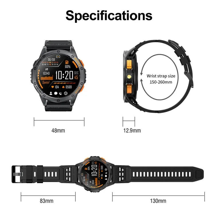 Đồng hồ thông minh thể thao LEMFO K67 màn hình AMOLED 1.43 inch GPS, hỗ trợ gọi Bluetooth / theo dõi sức khỏe