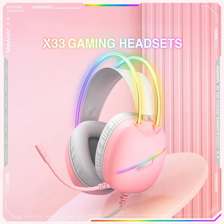 Tai nghe chơi game thể thao điện tử ONIKUMA X33 gắn đầu với đèn RGB, chiều dài cáp: 2m, X33