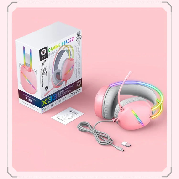 Tai nghe chơi game thể thao điện tử ONIKUMA X33 gắn đầu với đèn RGB, chiều dài cáp: 2m, X33