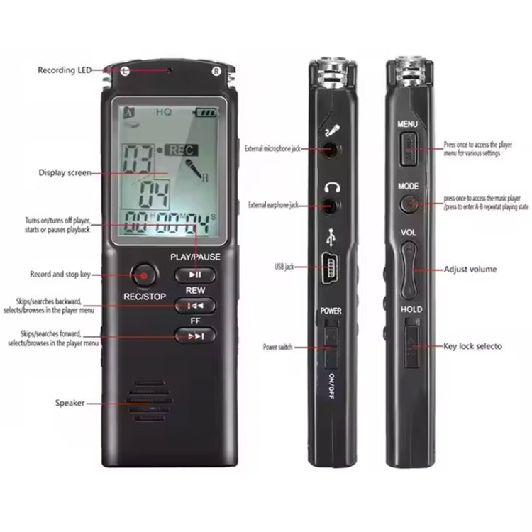 Máy ghi âm giảm tiếng ồn HD thông minh T60, máy nghe nhạc MP3, T60