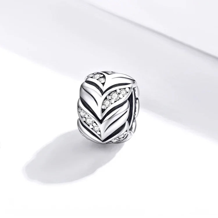 Phụ kiện vòng tay và dây chuyền DIY hạt lúa mì zircon bằng bạc S925, mã SCC1614