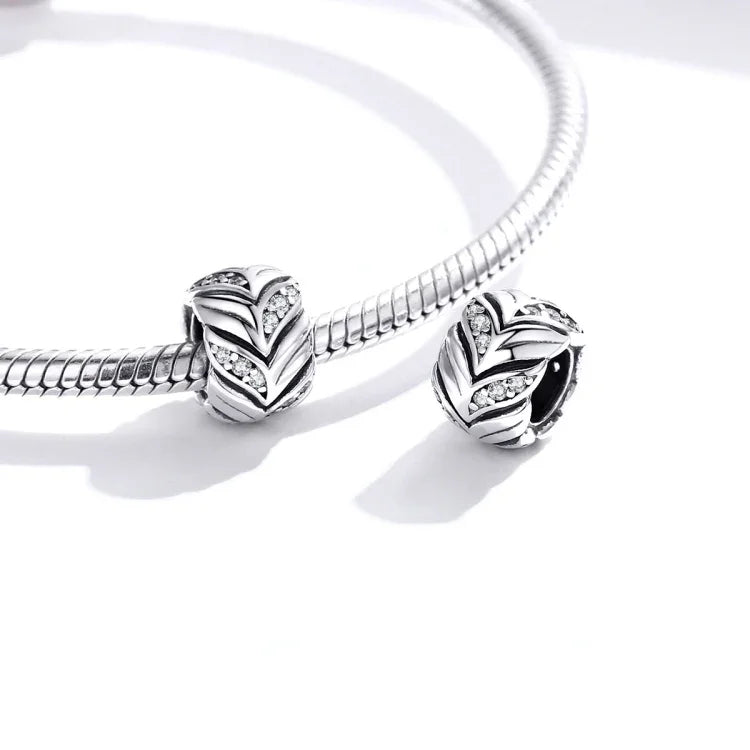 Phụ kiện vòng tay và dây chuyền DIY hạt lúa mì zircon bằng bạc S925, mã SCC1614
