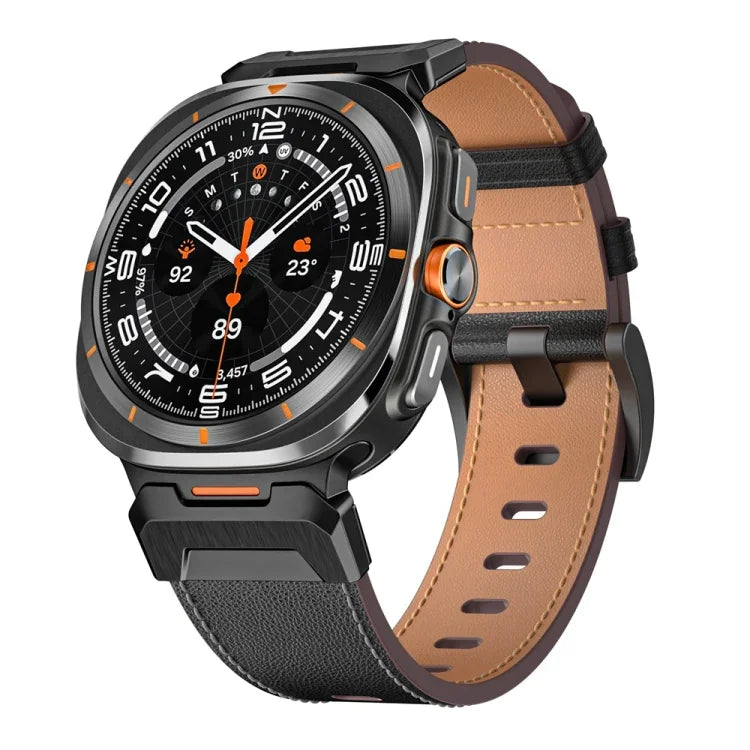 Dây đồng hồ da phong cách Mecha, Dành cho Samsung Galaxy Watch Ultra 47mm / Ultra 2025