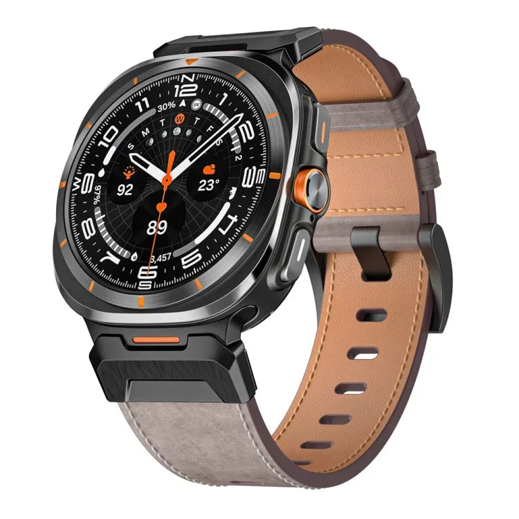Dây đồng hồ da phong cách Mecha, Dành cho Samsung Galaxy Watch Ultra 47mm / Ultra 2025