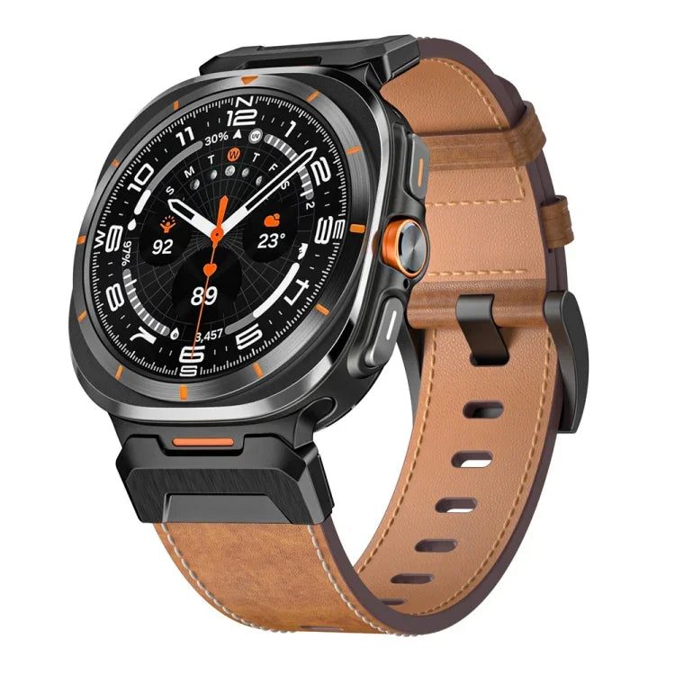 Dây đồng hồ da phong cách Mecha, Dành cho Samsung Galaxy Watch Ultra 47mm / Ultra 2025