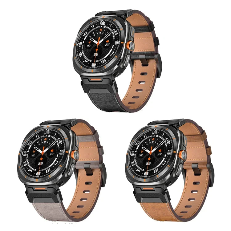 Dây đồng hồ da phong cách Mecha, Dành cho Samsung Galaxy Watch Ultra 47mm / Ultra 2025