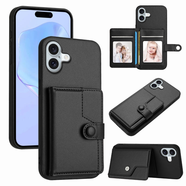 Ốp lưng điện thoại chống trộm RFID dạng túi đựng thẻ có nút bấm, dành cho iPhone 17 Pro Max, iPhone 17 Pro, iPhone 17, iPhone Air, iPhone 16 Pro Max, iPhone 16 Pro, iPhone 16 Plus, iPhone 16