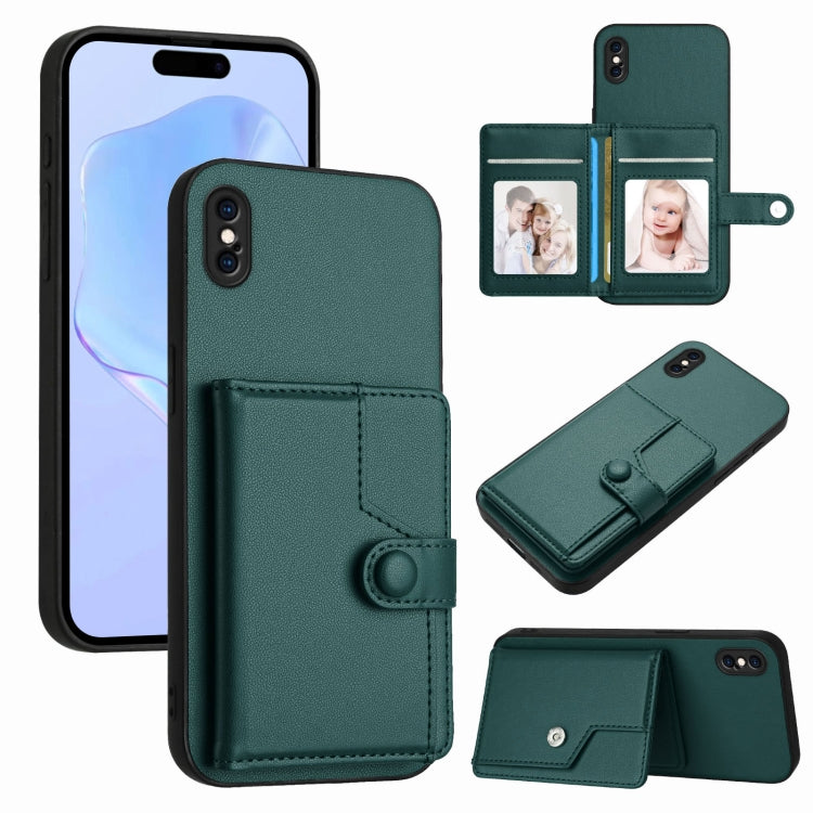 Ốp lưng điện thoại chống trộm RFID dạng túi đựng thẻ có nút bấm, dành cho iPhone 12 mini, iPhone 11 Pro Max, iPhone 11, iPhone 11 Pro, iPhone XS / X, iPhone XR, iPhone XS Max, iPhone 8 Plus / 7 Plus