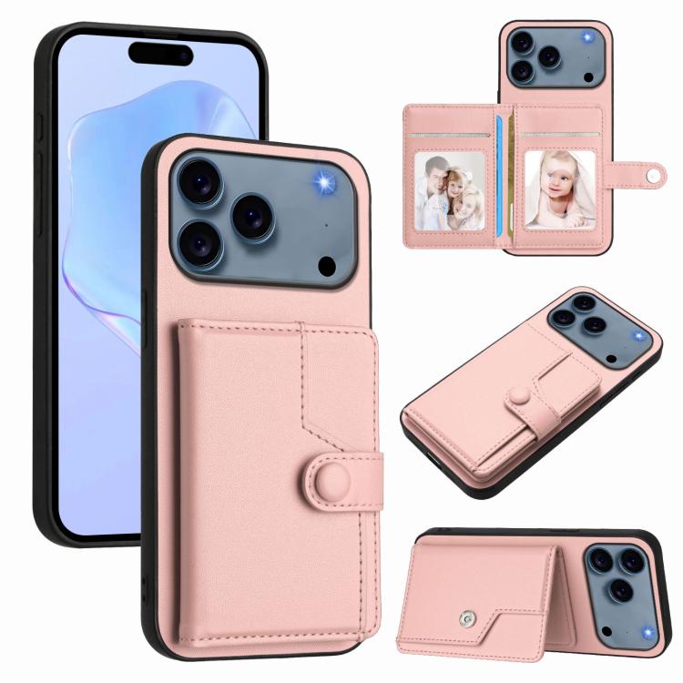 Ốp lưng điện thoại chống trộm RFID dạng túi đựng thẻ có nút bấm, dành cho iPhone 17 Pro Max, iPhone 17 Pro, iPhone 17, iPhone Air, iPhone 16 Pro Max, iPhone 16 Pro, iPhone 16 Plus, iPhone 16