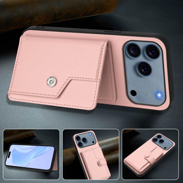 Ốp lưng điện thoại chống trộm RFID dạng túi đựng thẻ có nút bấm, dành cho iPhone 17 Pro Max, iPhone 17 Pro, iPhone 17, iPhone Air, iPhone 16 Pro Max, iPhone 16 Pro, iPhone 16 Plus, iPhone 16