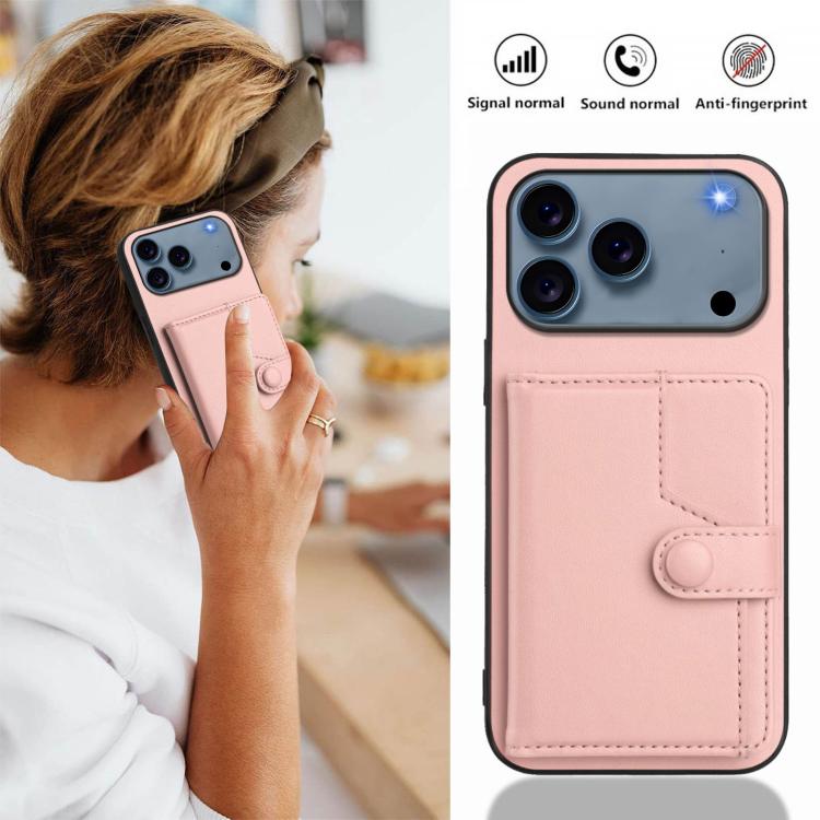 Ốp lưng điện thoại chống trộm RFID dạng túi đựng thẻ có nút bấm, dành cho iPhone 17 Pro Max, iPhone 17 Pro, iPhone 17, iPhone Air, iPhone 16 Pro Max, iPhone 16 Pro, iPhone 16 Plus, iPhone 16