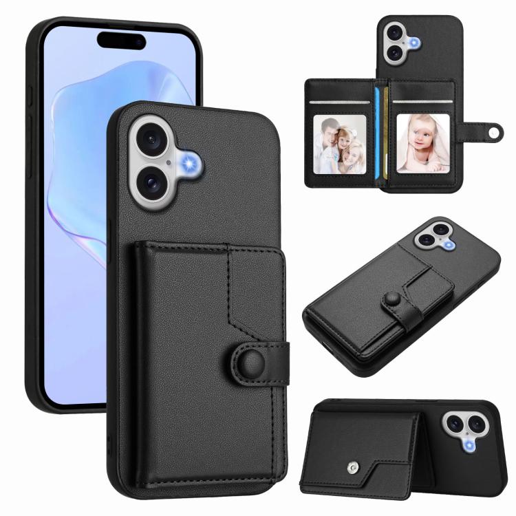 Ốp lưng điện thoại chống trộm RFID dạng túi đựng thẻ có nút bấm, dành cho iPhone 17 Pro Max, iPhone 17 Pro, iPhone 17, iPhone Air, iPhone 16 Pro Max, iPhone 16 Pro, iPhone 16 Plus, iPhone 16