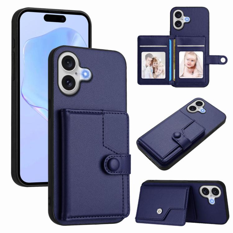 Ốp lưng điện thoại chống trộm RFID dạng túi đựng thẻ có nút bấm, dành cho iPhone 17 Pro Max, iPhone 17 Pro, iPhone 17, iPhone Air, iPhone 16 Pro Max, iPhone 16 Pro, iPhone 16 Plus, iPhone 16