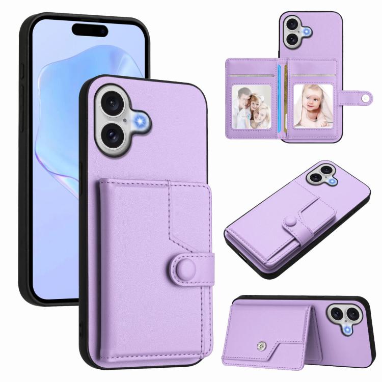 Ốp lưng điện thoại chống trộm RFID dạng túi đựng thẻ có nút bấm, dành cho iPhone 17 Pro Max, iPhone 17 Pro, iPhone 17, iPhone Air, iPhone 16 Pro Max, iPhone 16 Pro, iPhone 16 Plus, iPhone 16