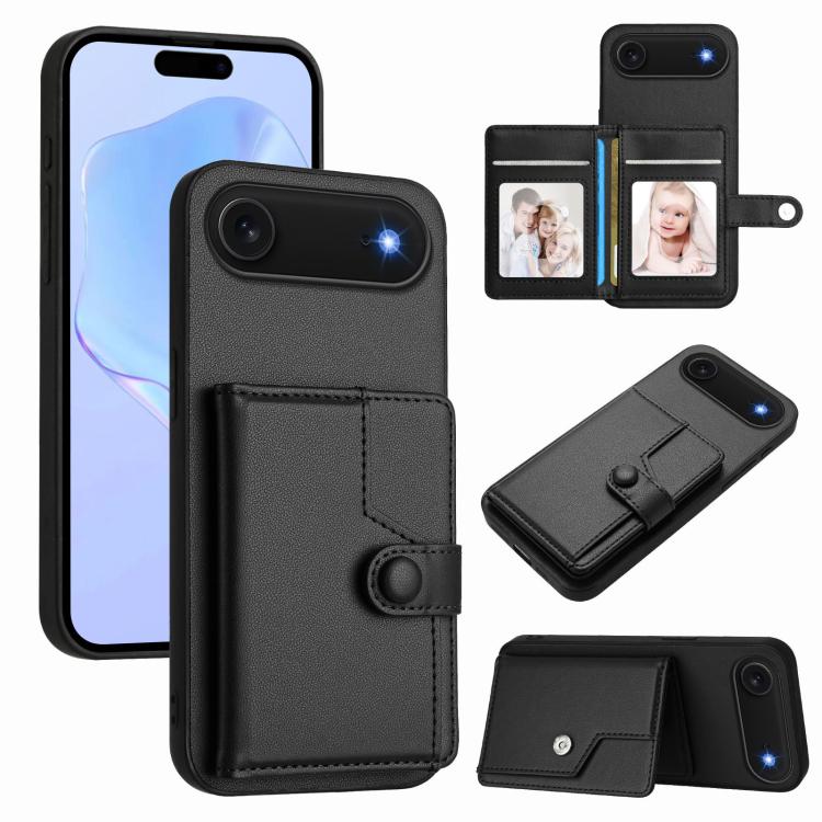 Ốp lưng điện thoại chống trộm RFID dạng túi đựng thẻ có nút bấm, dành cho iPhone 17 Pro Max, iPhone 17 Pro, iPhone 17, iPhone Air, iPhone 16 Pro Max, iPhone 16 Pro, iPhone 16 Plus, iPhone 16